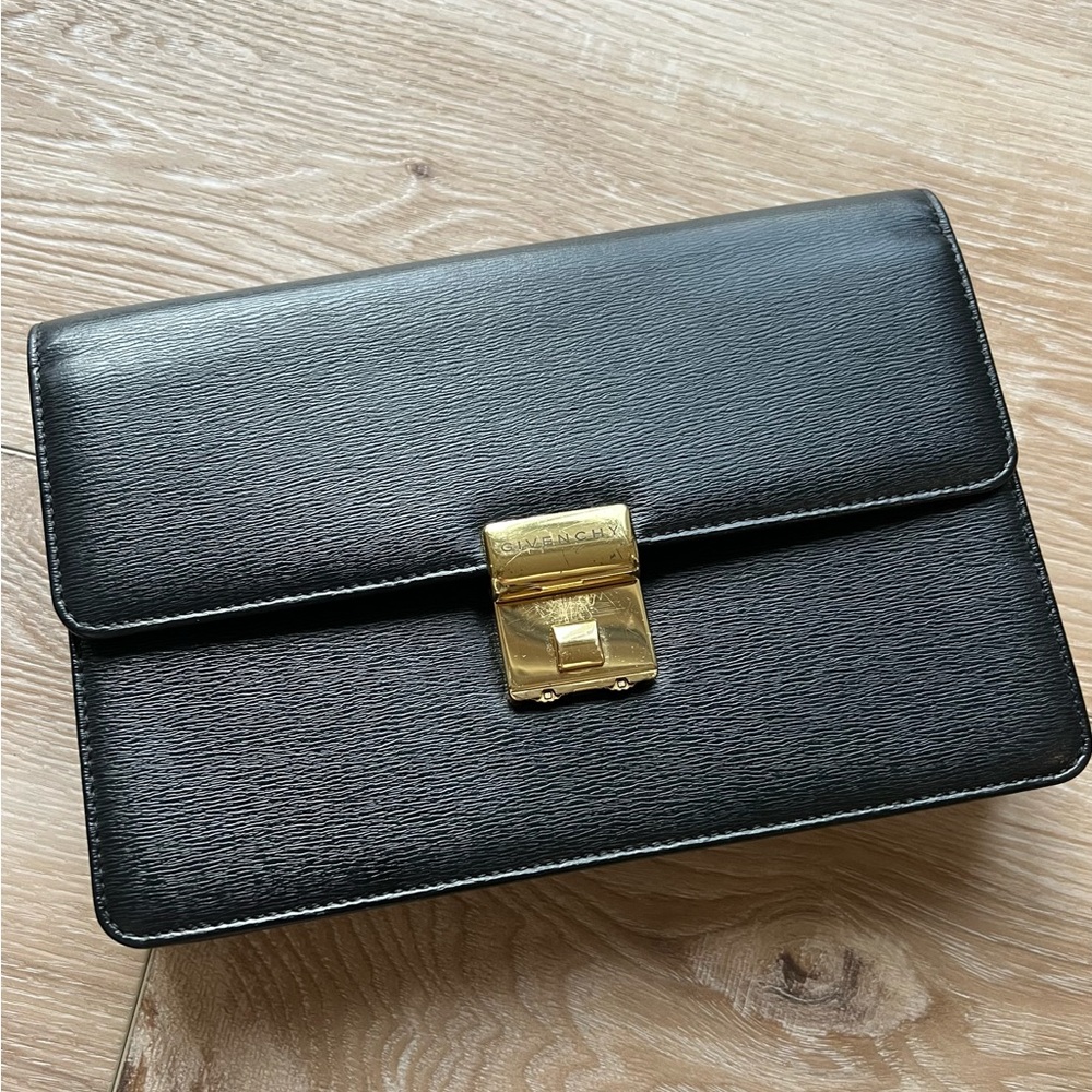 GIVENCHY Rare black Vintage clutch with wrist strap